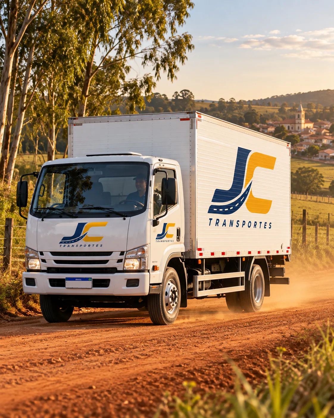 Caminhão da JC Transportes em entrega regional no interior do Brasil
